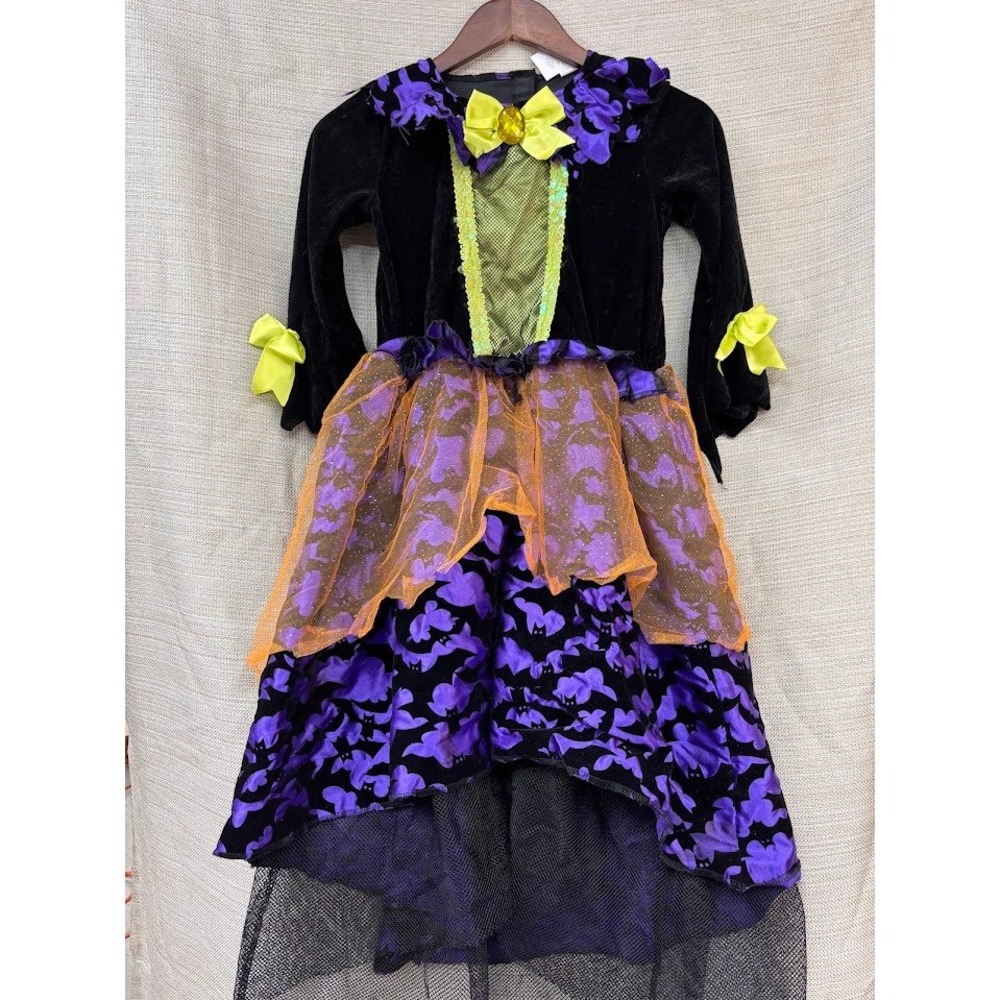 Target Girls Sparkle Witch Halloween Costume Dress Purple Orange Black Size L
